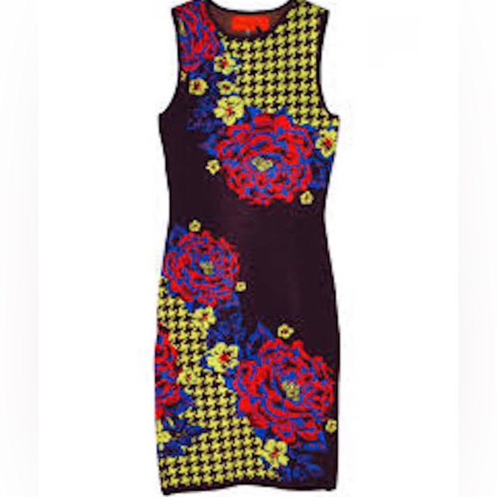 NWOT Clover Canyon Houndstooth Floral Knit Dress